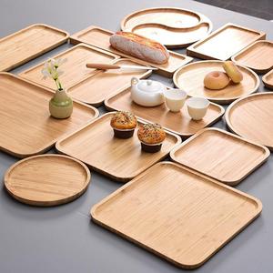 Bamboo and wood serving <b>trays</b>, round fruit plates, dessert plates, rectangular pizza plates, barbecue plates, water cups, <b>tea</b> - Product Image 2