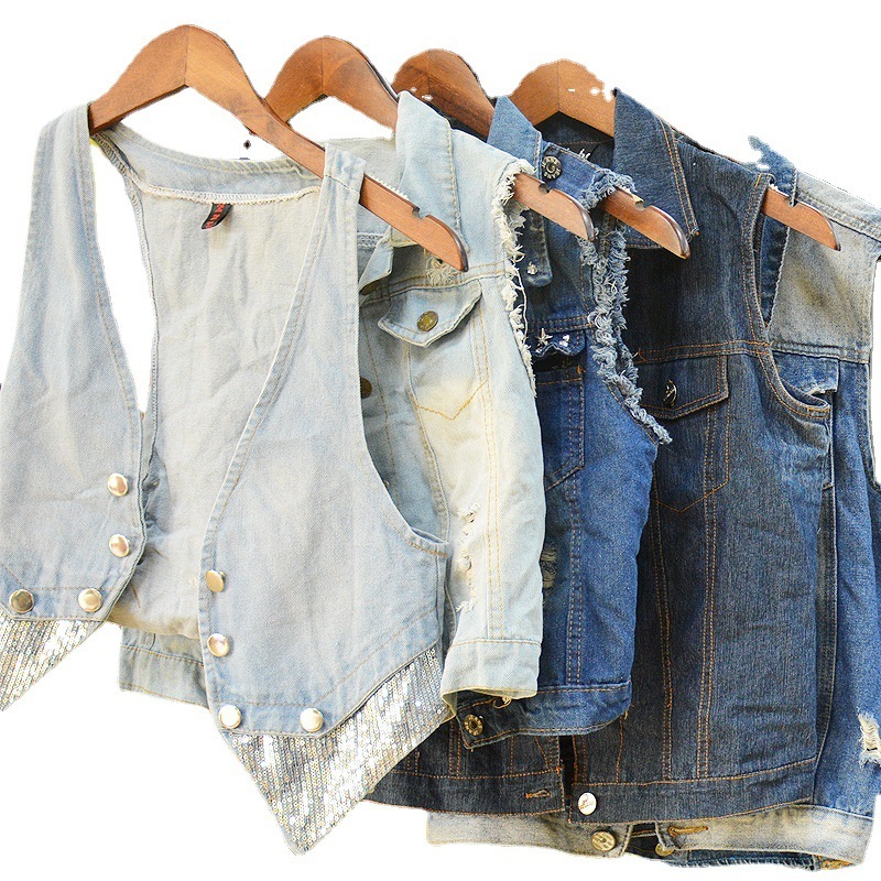 Новое поступление осенней коллекции 2021, женская одежда б/у, однотонная модная сращенная джинсовая куртка, оптовая продажа старой одежды