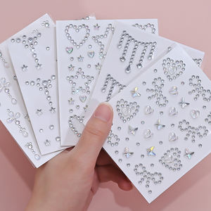 5Pc Diamant <span class=keywords><strong>Visage</strong></span> Autocollants Blanc Style Mixte Glitter Cristal <span class=keywords><strong>Visage</strong></span> Decal 3D Auto-Adhésif <span class=keywords><strong>Visage</strong></span> Strass Maquillage - Product Image 2