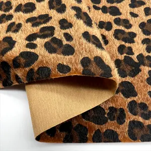 Custom 100% Polyester Knitted Animal Leopard Print Fleece Fabric Upholstery Velour Printed Velvet Fabric For Shoes Bags