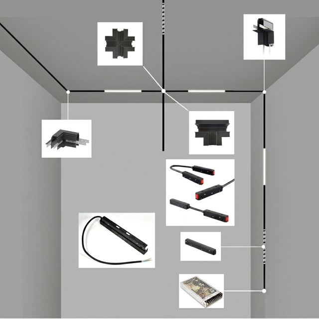 48V Magnetic LED Track Lighting Recessed Linear Rail System Dimmable COB for Indoor Commercial Ceiling Spot Light