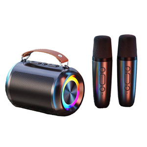 Claison Portable <b>Speaker</b> With Dual <b>Microphones</b> Rechargeable Battery Colorful Led Light For Karaoke Home Outdoor Use - Product Image 1