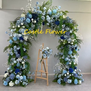 Arche de mariage en forme de U de haute qualité, verte, avec arrangement floral, toile de fond florale pour la décoration d'événements de mariage. - Product Image 4