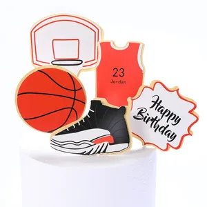 Новый Дизайн тема люстра в форме баскетбольного/футбольного мяча торт Топпер для торта для мальчиков с днем рождения торт Топпер