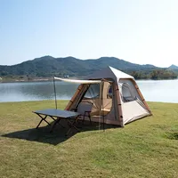 Grande tente de camping gonflable d'extérieur en Oxford, résistante au vent, au soleil et à la pluie, quatre saisons, double couche, ouverture automatique rapide