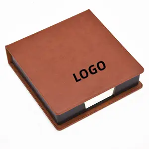 Custom Business Leather Note Box Portable Cube Memo Pad Set Blank Sticky Notepad Set Office Stationery Promotion Gift