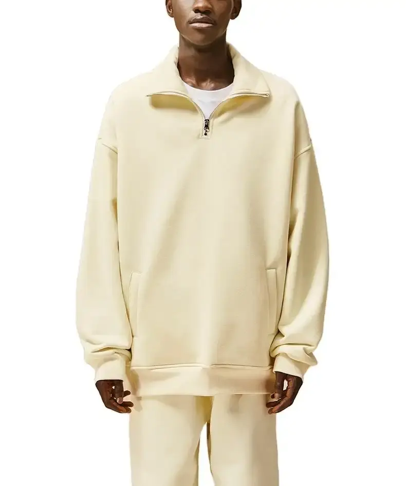 Последний стиль пустой пуловер флисовая Толстовка Оверсайз на заказ 3D синель патч с Имитация шеи половина молнии Толстовка