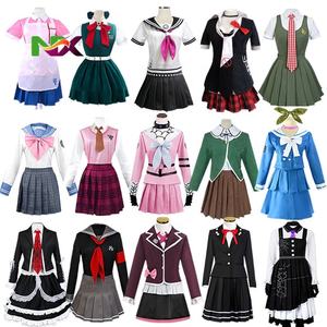 อะนิเมะดันกันรอนปะคอสเพลย์เครื่องแต่งกายเอโนชิมะ จุนโกะชุดเครื่องแบบเอโนชิมะ จุนโกะเครื่องแต่งกายกระโปรงสั้นวิกผมถักเปียหางคู่ - Product Image 1