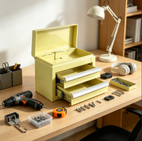 Coffre à outils portable en acier robuste à 3 tiroirs avec glissières à roulements à billes, armoire de rangement thermolaquée avec poignée, OEM/ODM, charge de 150 kg