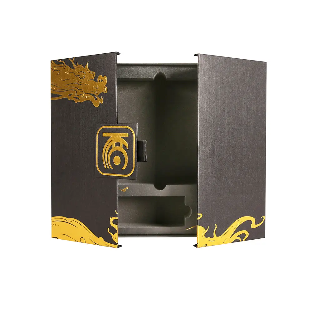 Conception personnalisée Noir mat Grande boîte en papier rigide Emballage de cadeau en carton Emballage de boîte cadeau de mariage magnétique