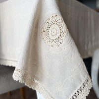 Nappe carrée en coton tissé brodé à pompons, moderne, jetable, personnalisable (couleur et taille), imperméable, directement du fabricant