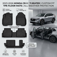 Tapis de sol de voiture en TPE multicolores double couche toutes saisons de luxe, spécialement conçus pour Honda CR-V (7 places) 2023-2026