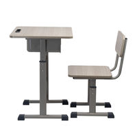 Conjunto de Muebles Escolares Modernos y Sencillos de Metal y Madera, Silla de Escritorio Individual para Estudiantes, Mesa de Estudio para Aula, Ergonómica y Ajustable en Altura