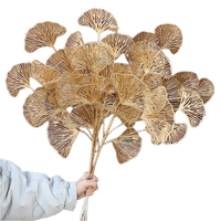 Nouveautés : 3 Feuilles d'Artificielles Fleurs de Ginkgo Biloba Dorées en Vrac pour Décoration Intérieure