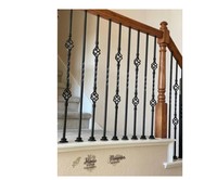 Balustres d'escalier modernes en fer forgé pour intérieur, design double panier, noir mat sablé, 1/2 pouce, garantie à vie