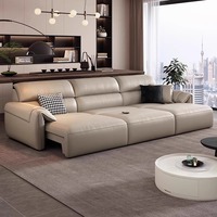 Ensemble de canapés modulaires électriques en cuir inclinables avec chaise longue en forme de L pour salon domestique