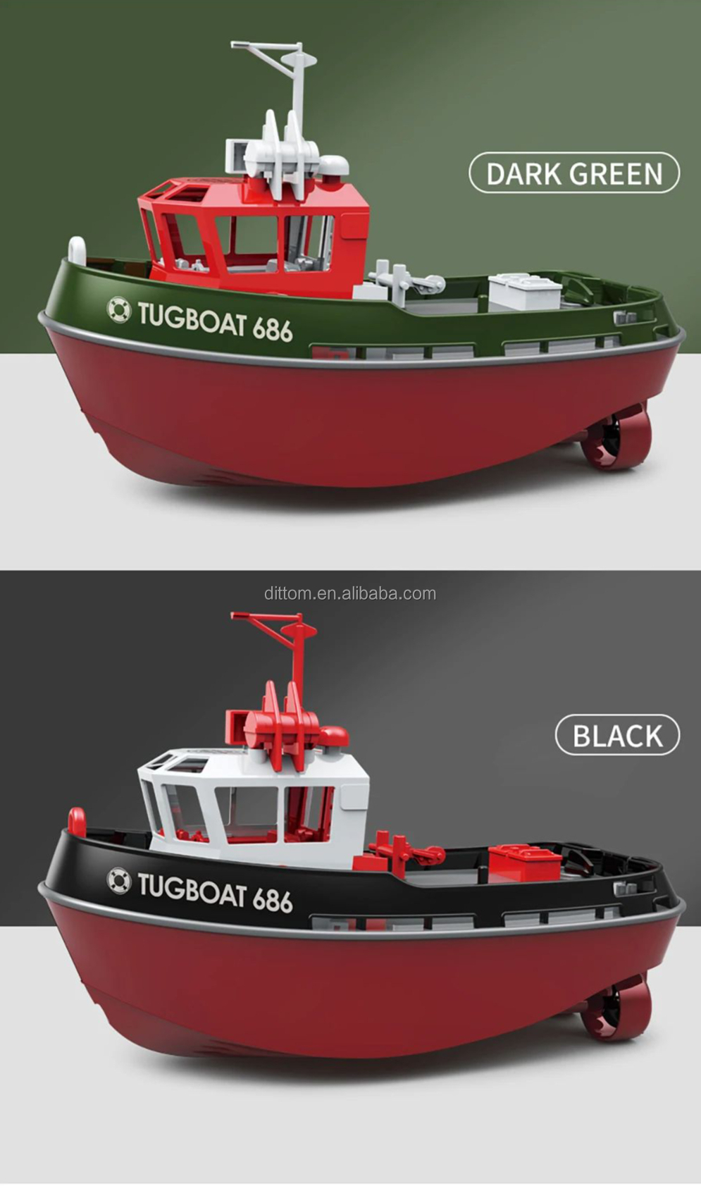 TX686 2.4G RCタグボートシミュレーションモデル 1/72 8KM/H 防水ミニ