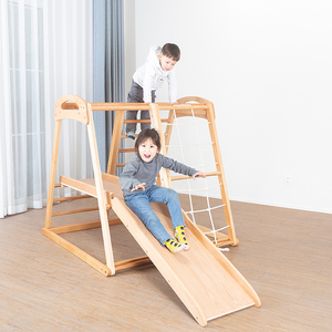 Custom-made children's toy slides, solid wood climbing frames, baby climbing slides, indoor home <b>mini</b> playgrounds - based on - Product Image 2