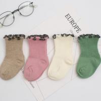 Chaussettes longues personnalisées en coton blanc à bordure noire tricotée, respirantes, pour jeunes enfants