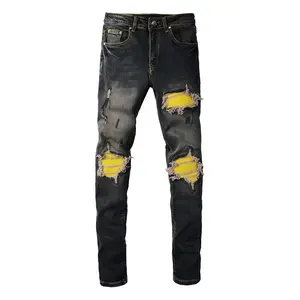 Men's Slim Fit American Jeans Wholesale Summer New Fashion Baggy Skinny Work Pants Customized Sustainable Solid Pattern