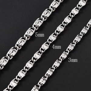 Chaînes à maillons embossés en acier inoxydable style hip-hop, largeur 3/4/5 mm, couleur argent/or, collier pour femmes et hommes, bijoux tendance - Product Image 6