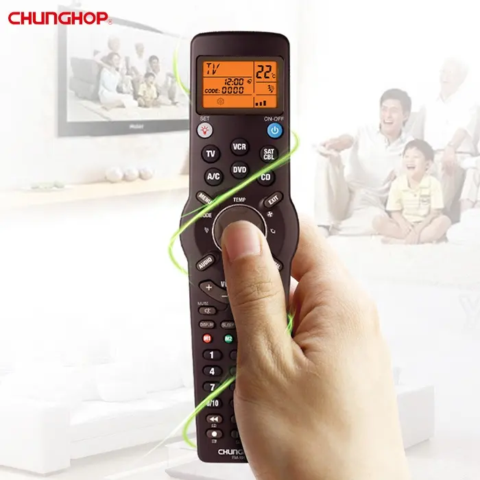 8 en 1Chunghop Smart TV AV SAT VCR CBL DVD CD A/C control remoto con función de aprendizaje y pantalla