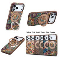 Étui de téléphone magnétique rotatif avec béquille, texture florale bohème en liège, personnalisé en usine (OEM/ODM), compatible avec les séries Apple