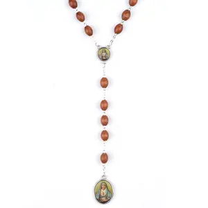 Perline di legno della collana del <span class=keywords><strong>rosario</strong></span> con il Papa centro croce collana - Product Image 2