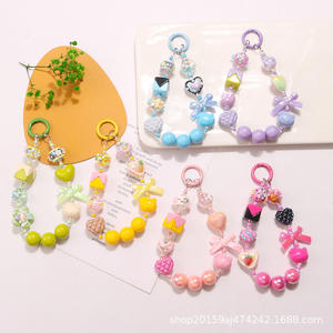 Nuevo lindo corazón pintado a mano acrílico llavero colgante estilo fresco arroz cuenta accesorios auricular funda Decoración - Product Image 1