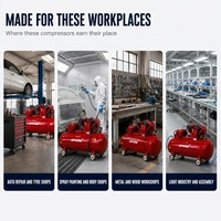 Compresseur d'air à piston APCOM, portable, sur roues, 150L, 3HP, entraînement par courroie, faible bruit, lubrifié à l'huile, pour la maison, le garage, l'atelier de pneus, CE