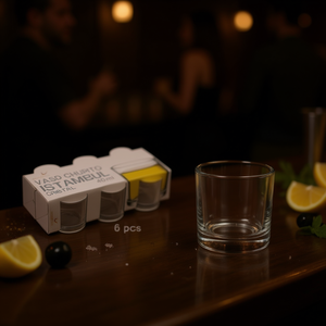 Set di bicchierini da shot Istanbul da 40 ml, 6 pezzi, rotondi, in cristallo senza piombo, per cocktail party - Product Image 3