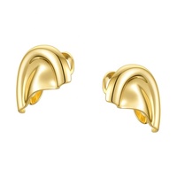 Boucles d'oreilles demi-rondes en laiton plaqué or 18 carats de haute qualité, respectueuses de l'environnement, E201200