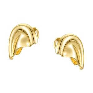 Pendientes de Media Argolla de Latón Ecológico Chapados en Oro de 18K de Alta Calidad y Moda E201200 - Product Image 2
