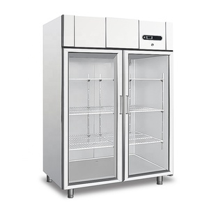 Équipement <span class=keywords><strong>de</strong></span> réfrigération commercial en acier inoxydable <span class=keywords><strong>de</strong></span> 1000 L, 2 portes, 4 portes vitrées, réfrigérateur-congélateur vertical pour cuisine - Product Image 3