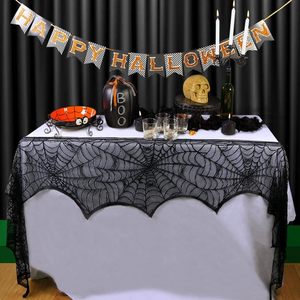Telaraña chimenea bufanda Halloween chimenea decoración, encaje telaraña chimenea manto bufanda, decoración encaje negro telaraña - Product Image 4
