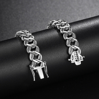 Bracelet cubain en argent sterling S925 entièrement pavé de moissanite, style hip-hop urbain, accessoires de luxe assortis pour couple