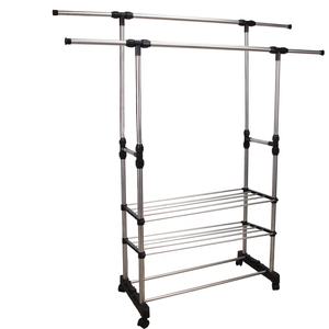 Porte-vêtements à double barre, séchoir à linge, porte-vêtements robuste, porte-manteau portable, armoire en métal, porte-vêtements - Product Image 1