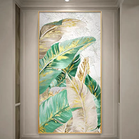 Vente en gros usine : Tableau mural Pop Art pour salon, impression HD abstraite, motif feuille florale, peinture en porcelaine cristalline 3D encadrée