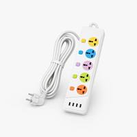 Enchufe de Extensión con Interruptor Individual de 5 Vías y Logotipo Personalizado al por Mayor, Enchufe Europeo, 4 Puertos USB, Cable de 2 m, Protector contra Sobretensiones de 10 A