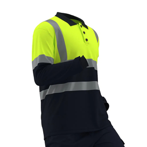 Unisex Work Polo Summer Long Sleeve Hi Vis Workwear <b>Reflective</b> Polo Customized Safety Vest T Shirts - Product Image 3