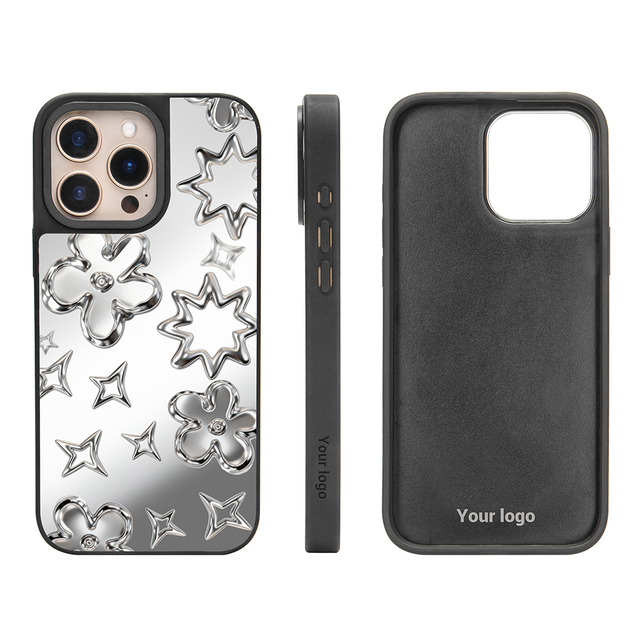 New Designer Tpu   Magnetic Wireless Black Edge Custom logo Printed  Phone case with  Makeup Mirror  Shockproof for  iphone 17