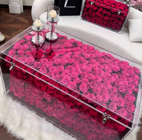 Boîte à fleurs en acrylique avec rose véritable préservée - Cadeau romantique pour la Saint-Valentin pour elle, décoration intérieure avec rose éternelle