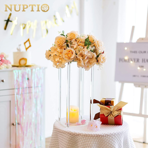 Support à fleurs en acrylique pour mariage, 2 pièces, 40 cm de haut, <span class=keywords><strong>colonne</strong></span> à fleurs pour centre de table, vases à fleurs pour mariages et fêtes - Product Image 4