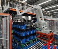 Ligne d'emballage de boîtes en carton avec robot KUKA, palettiseur automatique pour boîtes de 50 kg, machine de palettisation automatique pour sacs de boissons et d'aliments