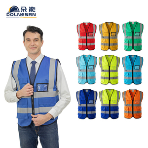 Gilet di Sicurezza Riflettente Multitasche Traspirante in Poliestere Alta Visibilità con Logo Personalizzato per Edilizia e Lavori Stradali - Product Image 2