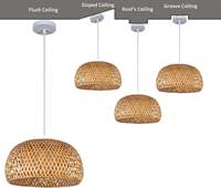 Lampe dôme en bambou naturel Lampe en rotin Lampe suspendue au plafond FSC Lampe suspendue en osier tissée à la main Lampe suspendue en rotin Lustres