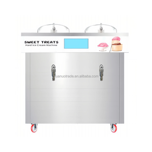 Machine à glace dure commerciale à double cylindre, entièrement automatique, pour gelato italien, en acier inoxydable, avec système de distribution vertical pour desserts - Product Image 1