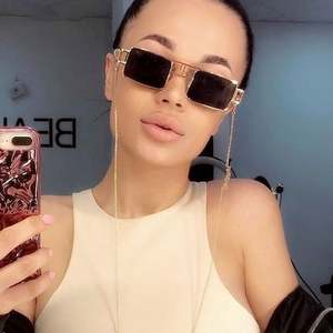 Lunettes de soleil rétro tendance avec logo personnalisé, pour hommes et femmes, monture métallique petite, style punk, carrées, 2021 - Product Image 2