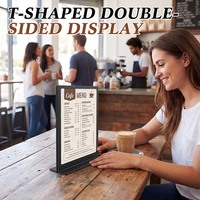 Présentoir de comptoir double face JH-Mech pour menus, support de signalisation robuste avec plaque épaissie, porte-panneau de table en métal