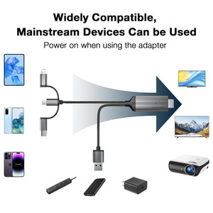 Nhà Máy Giá 3 trong 1 USB để HDTV 2K cáp 2m 6FT âm thanh không dây Microphone cho iPhone iPad di động máy tính xách tay TV chiếu màn hình - Product Image 2